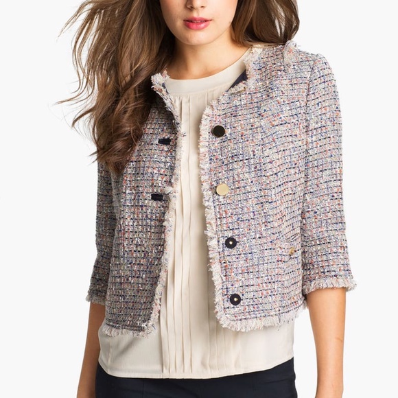 ❤️SOLD❤️TORY BURCH Emma Cropped Boucle tweed jacket 6 - Picture 1 of 12